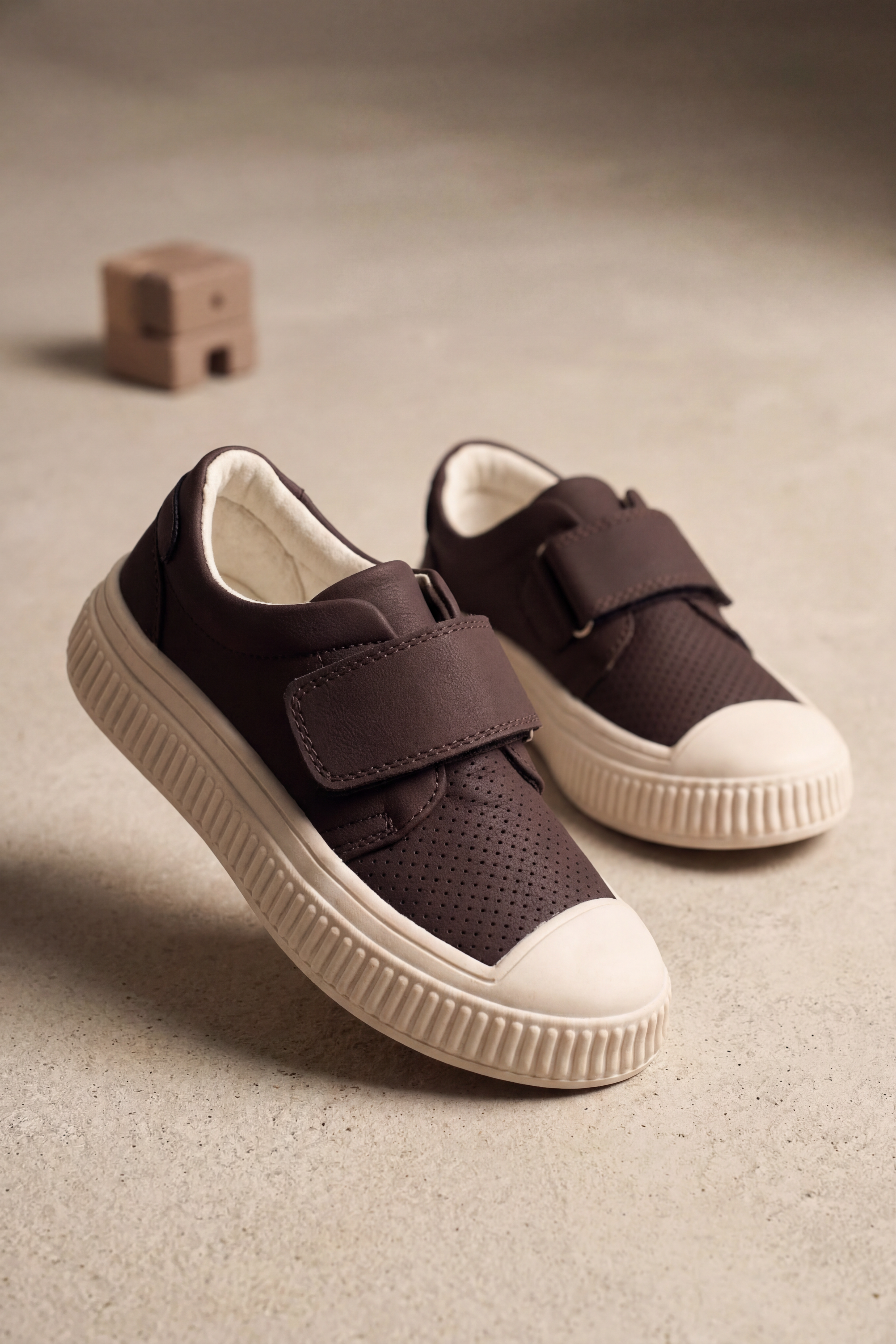 Çocuk Unisex Acı Kahve Çocuk Cırtlı Rahat Kalıp Sneaker