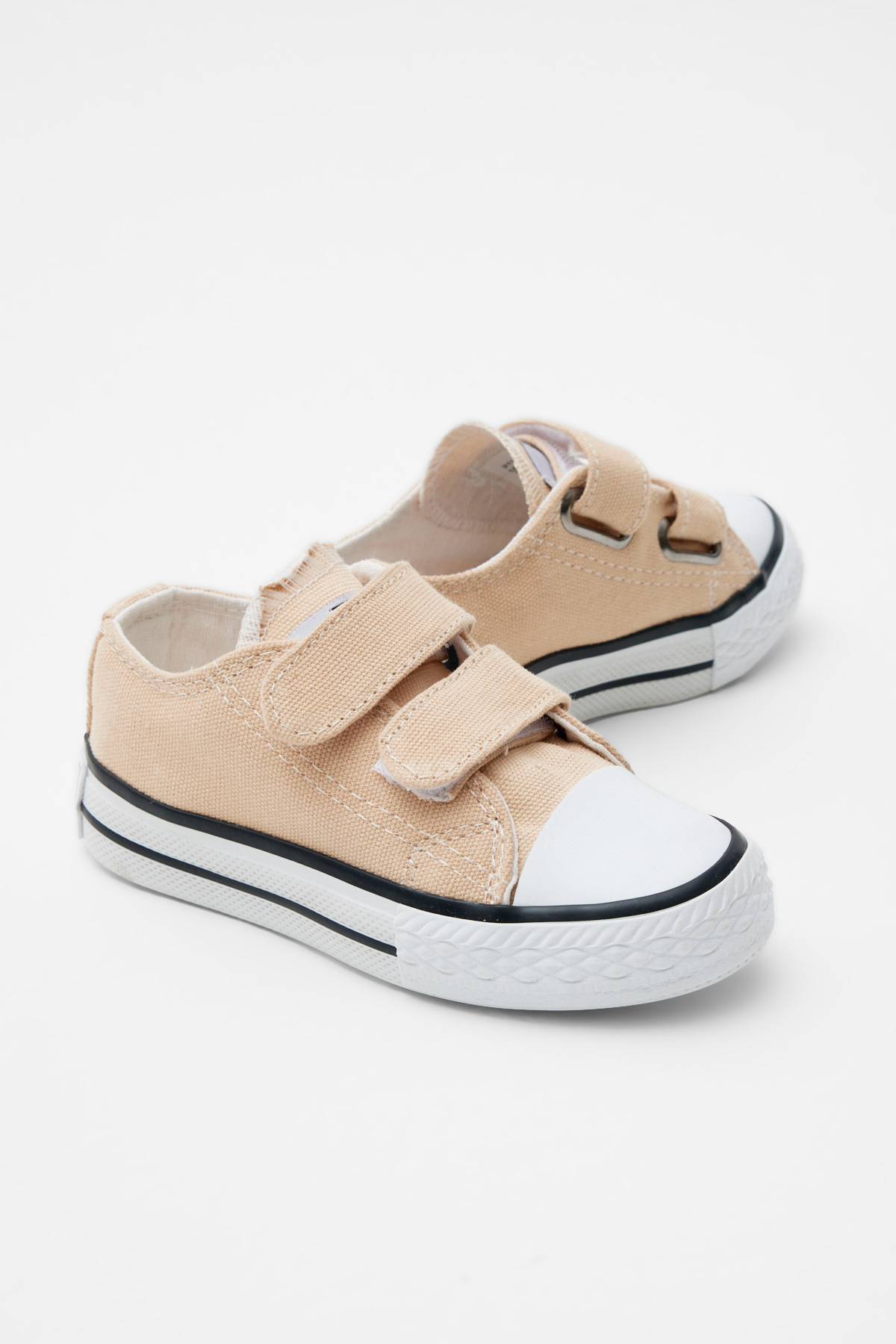 Çocuk Unisex Bej Kauçuk Taban Keten Cırtlı Spor Ayakkabı