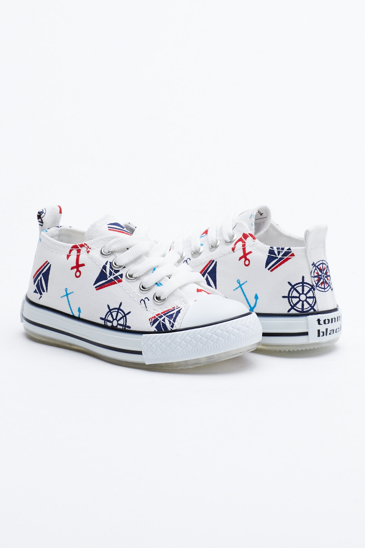 Çocuk Unisex Beyaz Lacivert Rahat Kalıp Işıklı Bağcıklı Spor Ayakkabı