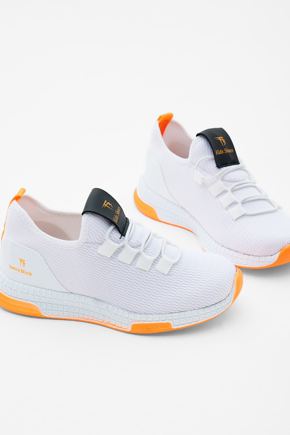 Çocuk Unisex Beyaz Oranj Rahat Kalıp Lastik Bağcıklı Spor Ayakkabı