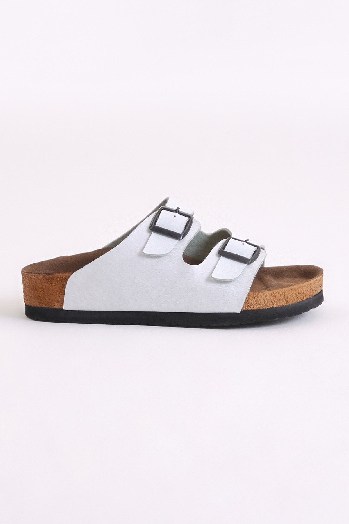Çocuk Unisex Beyaz Rahat Kalıp Poli Taban Çift Tokalı Nubuk Sandalet