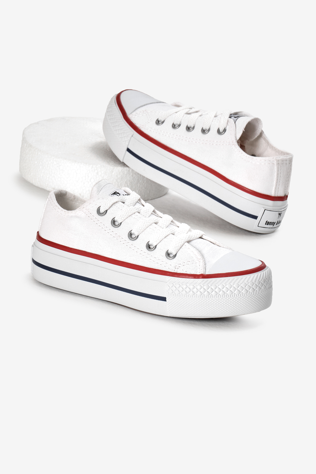 Çocuk Unisex Beyaz Termo Kalın Taban Bağcıklı Keten Spor Ayakkabı