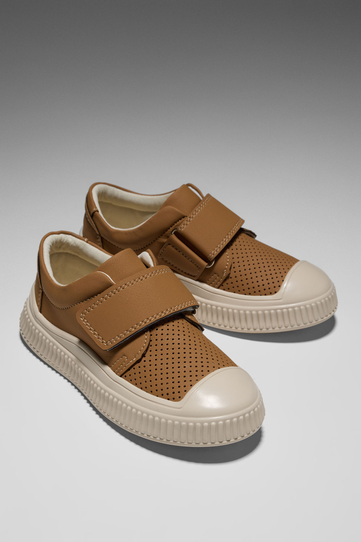 Çocuk Unisex Camel Çocuk Cırtlı Rahat Kalıp Sneaker