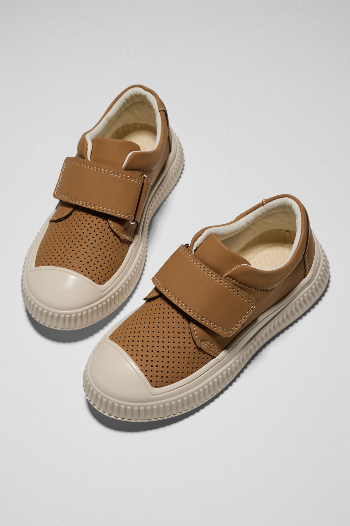 Çocuk Unisex Camel Çocuk Cırtlı Rahat Kalıp Sneaker