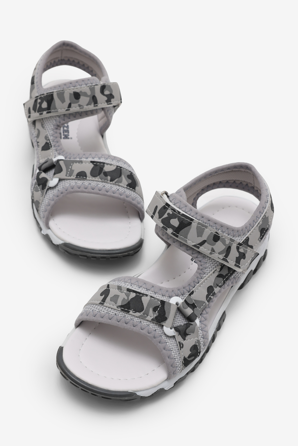 Çocuk Unisex Gri Kamuflaj Çoçuk Cırtlı Sandalet