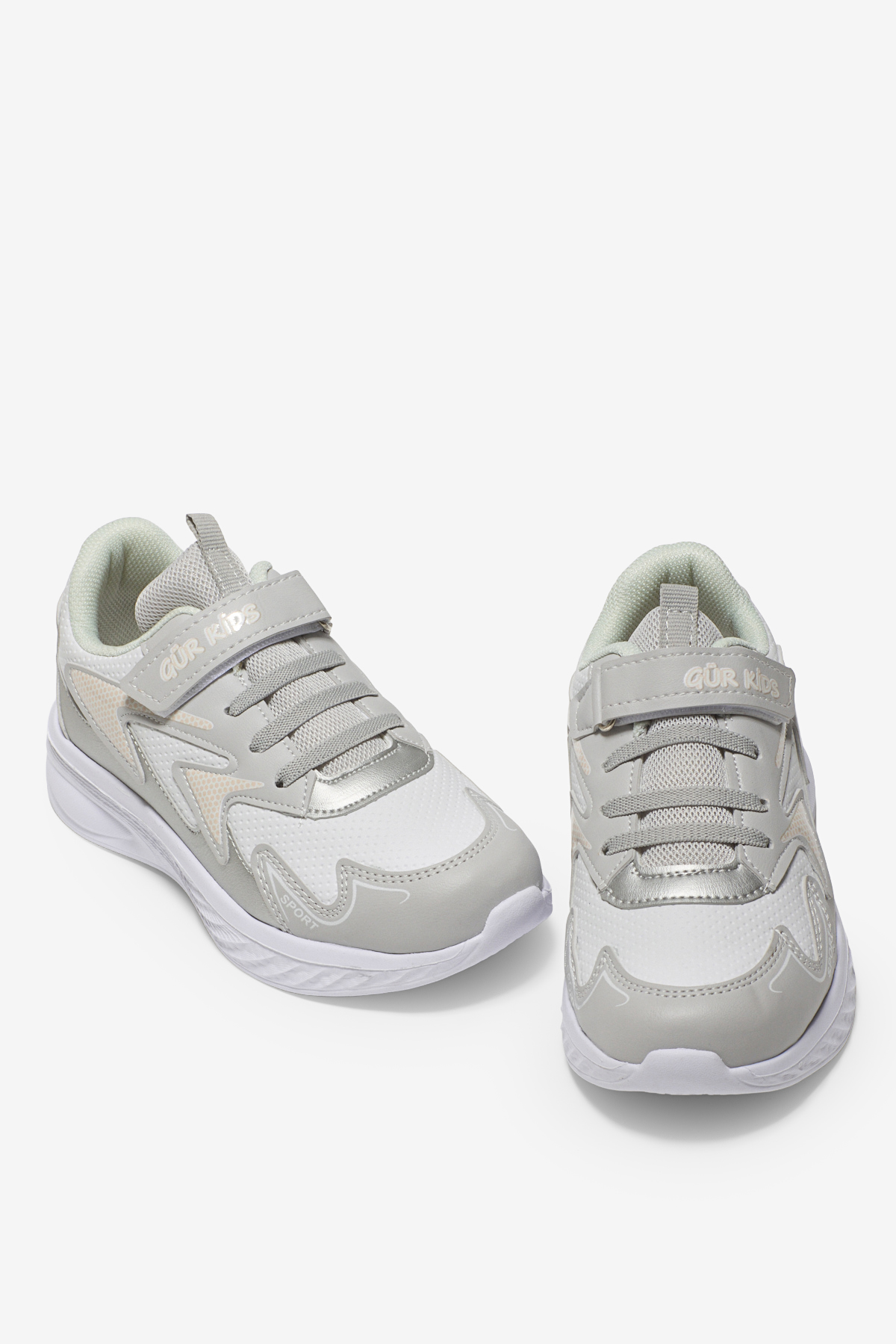 Çocuk Unisex Gri Pembe Eva Faylon Taban Çocuk Unısex Cırtlı Lastik Bağcıklı Spor Ayakkabı