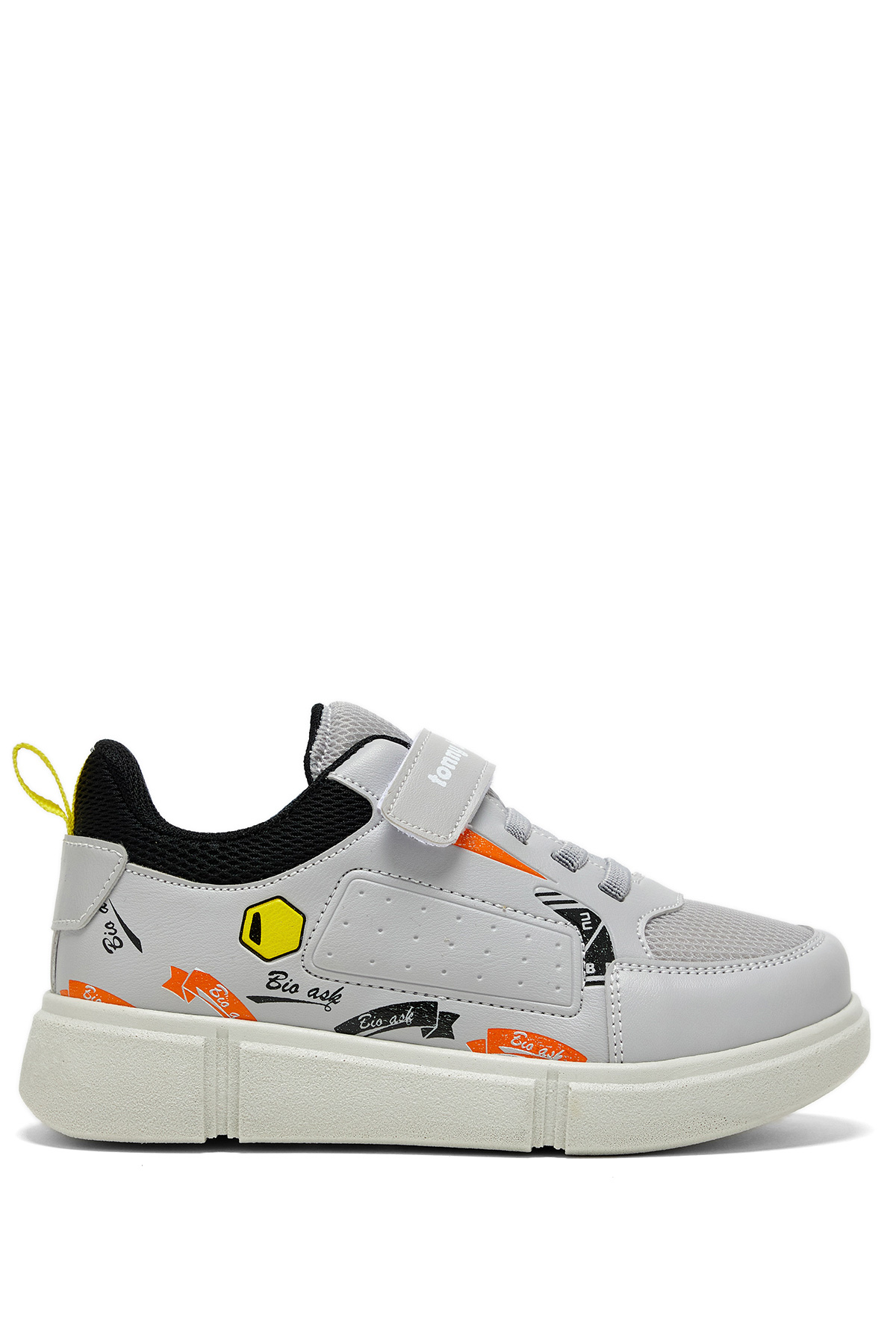 Çocuk Unisex Gri Rahat Kalıp Cırtlı Ayakkabı