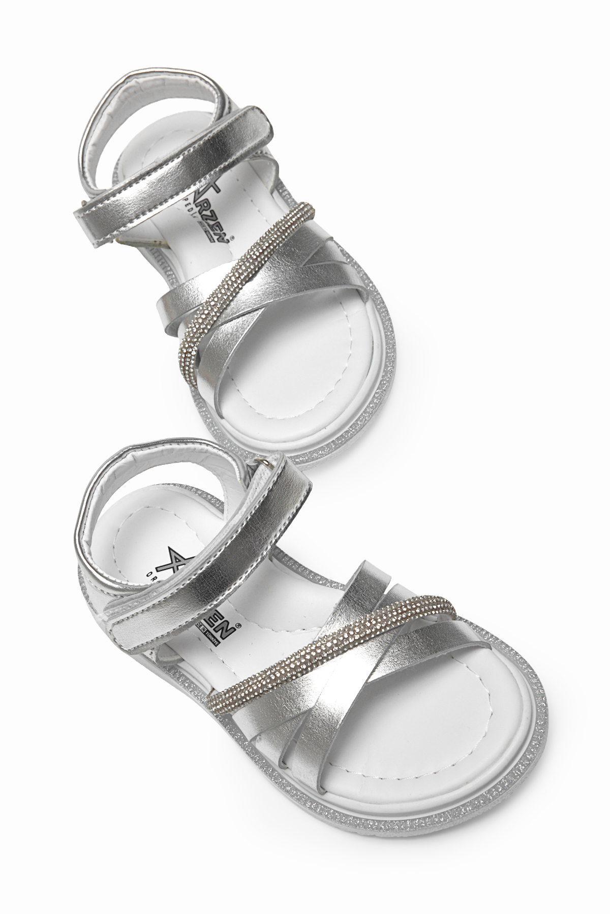 Çocuk Unisex Gümüş Çoçuk Çarpraz Bağlı Sandalet