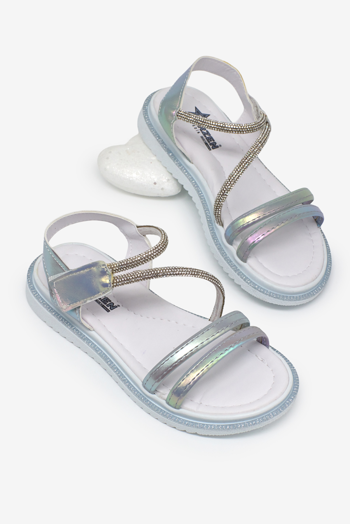 Çocuk Unisex Gümüş Çocuk Sim Detaylı Sandalet