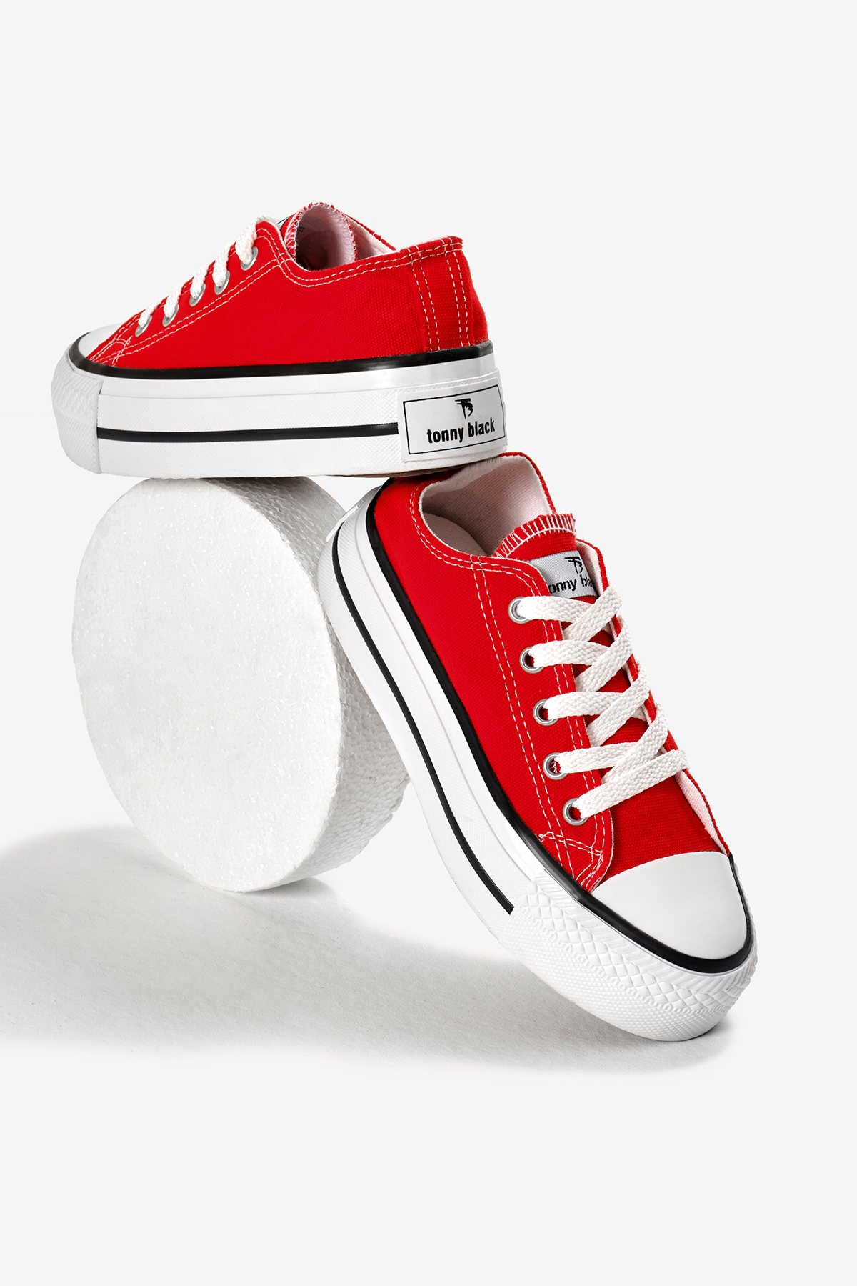 Çocuk Unisex Kırmızı Termo Kalın Taban Bağcıklı Keten Spor Ayakkabı