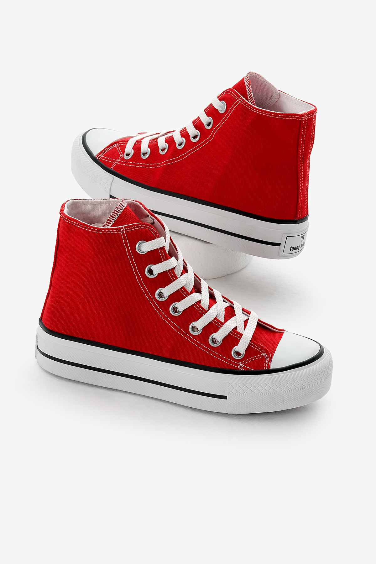 Çocuk Unisex Kırmızı Termo Kalın Taban Bağcıklı Uzun Keten Spor Ayakkabı