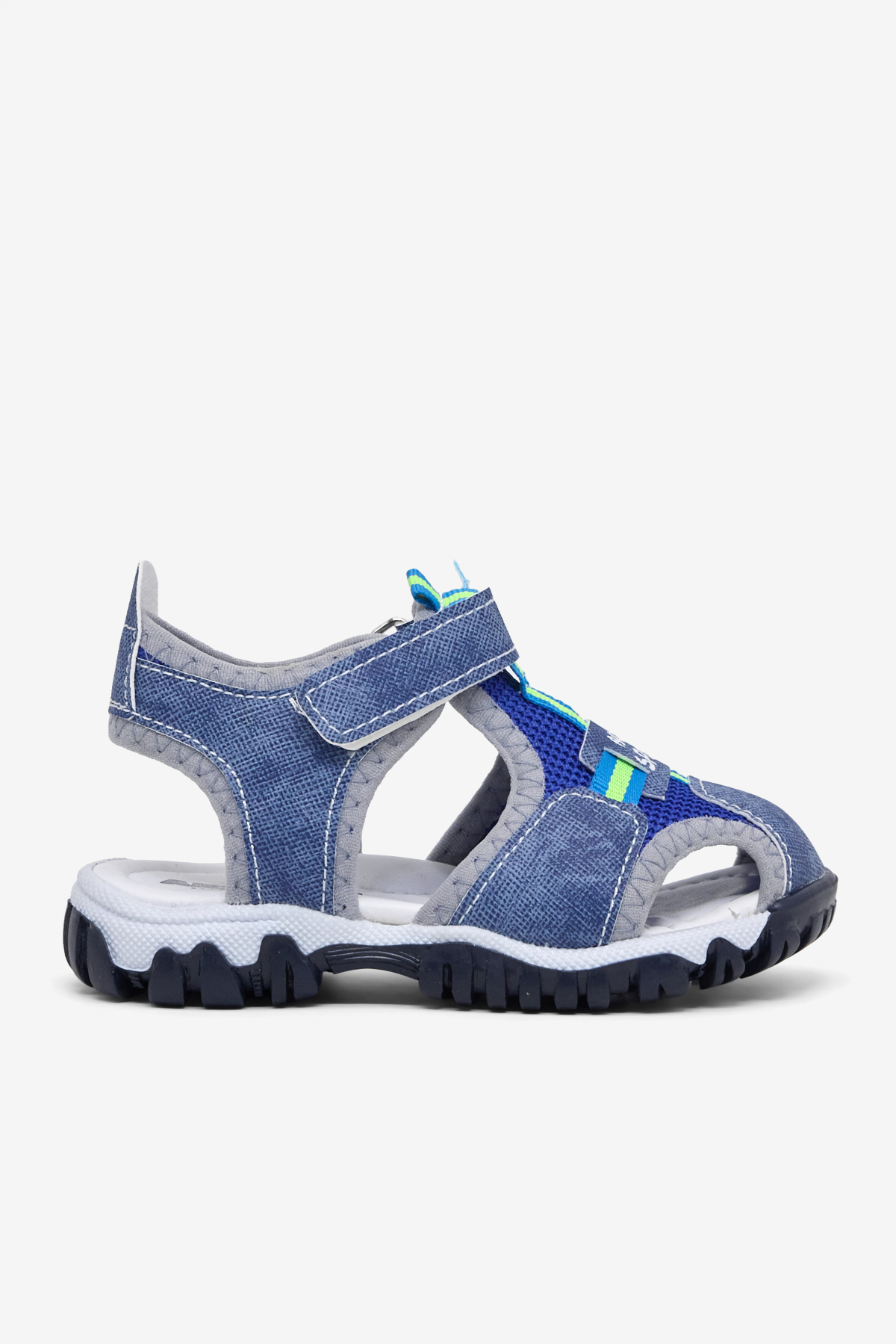 Çocuk Unisex Kot Mavi Çoçuk Cırtlı Rahat Kalıp Sandalet