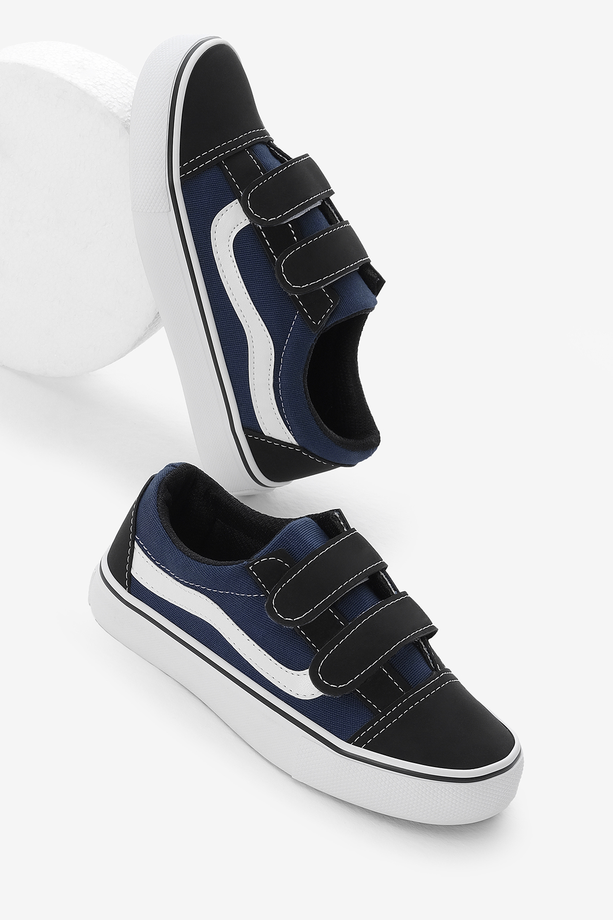 Çocuk Unisex Kot Mavi Kauçuk Taban Keten Cırtlı Spor Ayakkabı