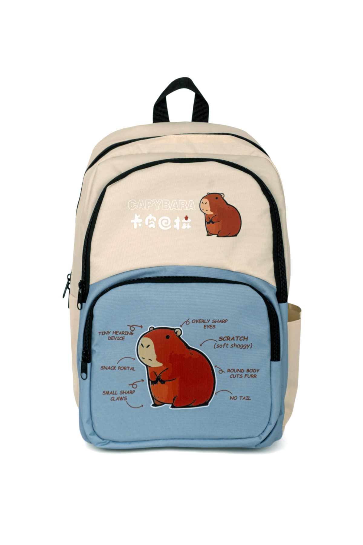 Çocuk Unisex Krem Bebe Mavisi Sincap Baskılı Sırt Çantası