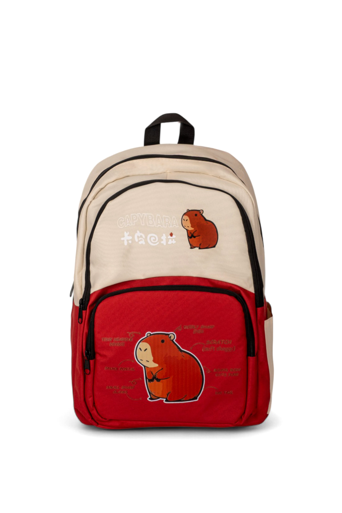 Çocuk Unisex Krem Kırmızı Sincap Baskılı Sırt Çantası