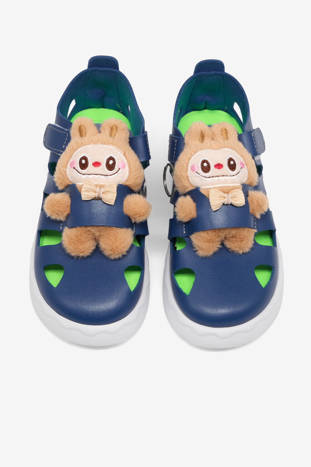 Çocuk Unisex Lacivert Hafif Taban Ayıcık Detaylı Cırtlı Sandalet