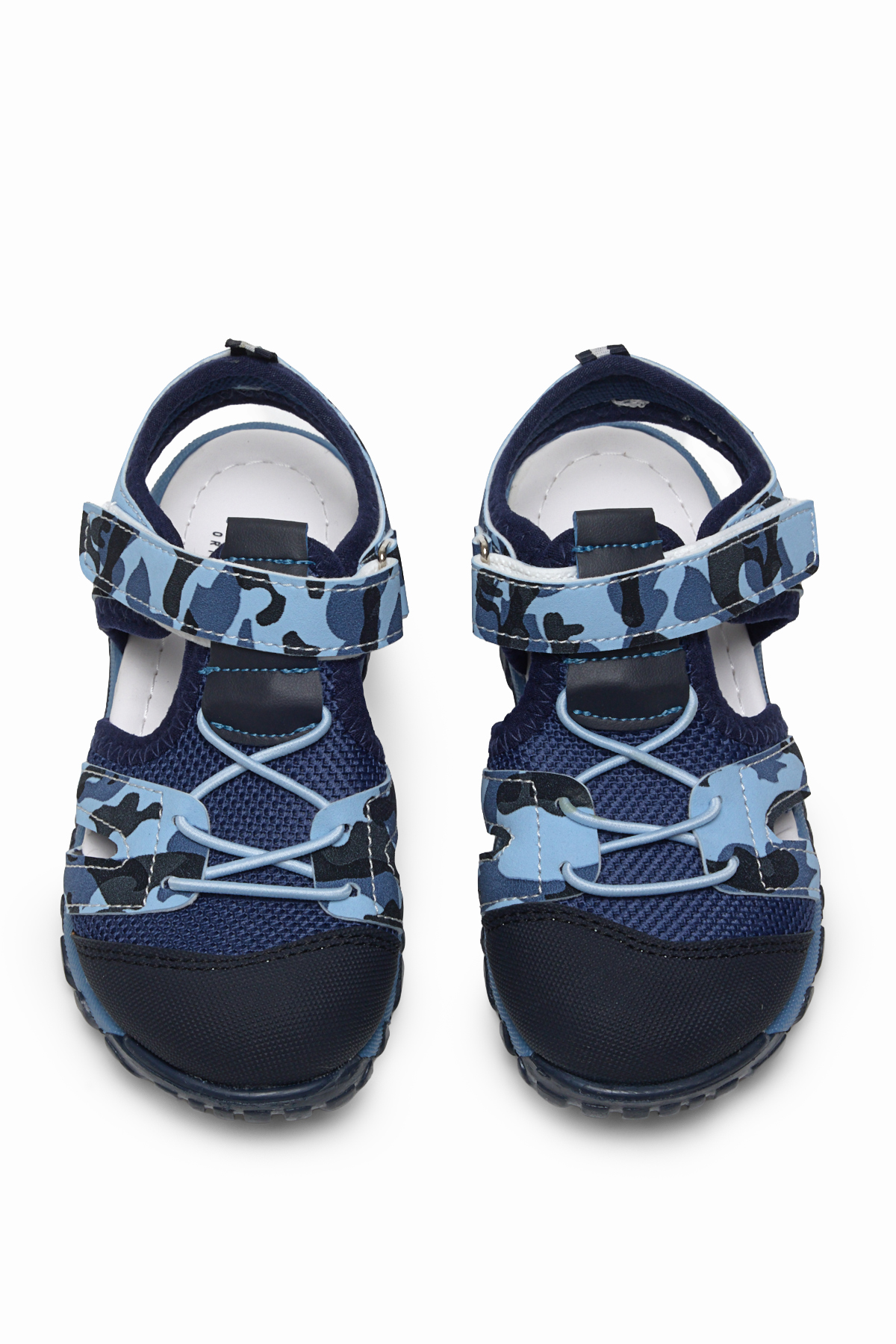 Çocuk Unisex Lacivert Kamuflaj Çoçuk Cırt Ve Bağcıklı Rahat Kalıp Sandalet