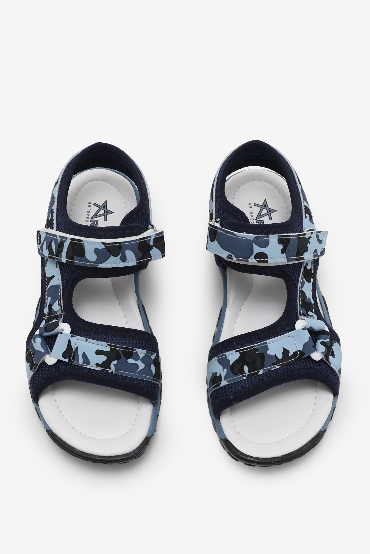 Çocuk Unisex Lacivert Kamuflaj Çoçuk Cırtlı Sandalet