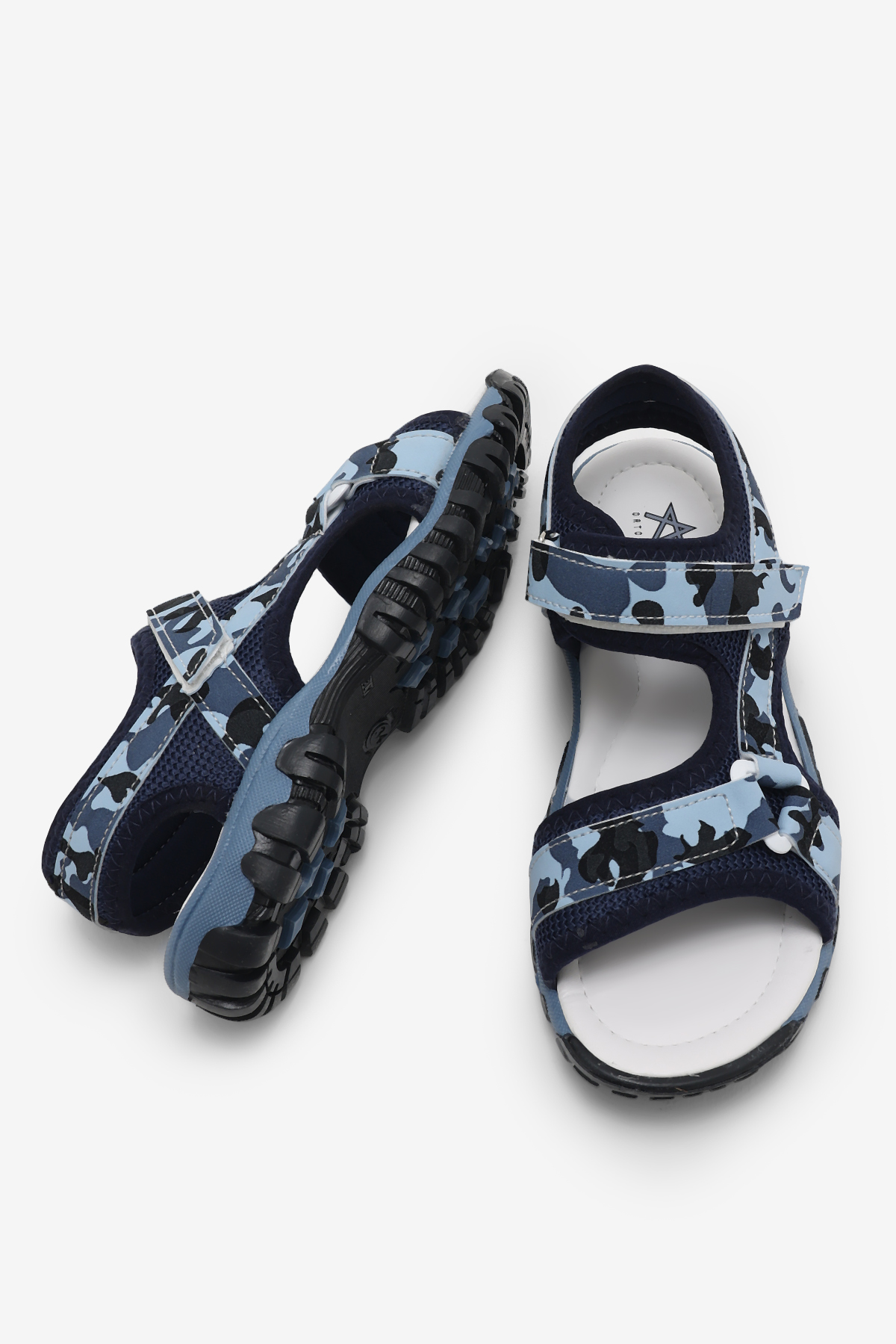 Çocuk Unisex Lacivert Kamuflaj Çoçuk Cırtlı Sandalet