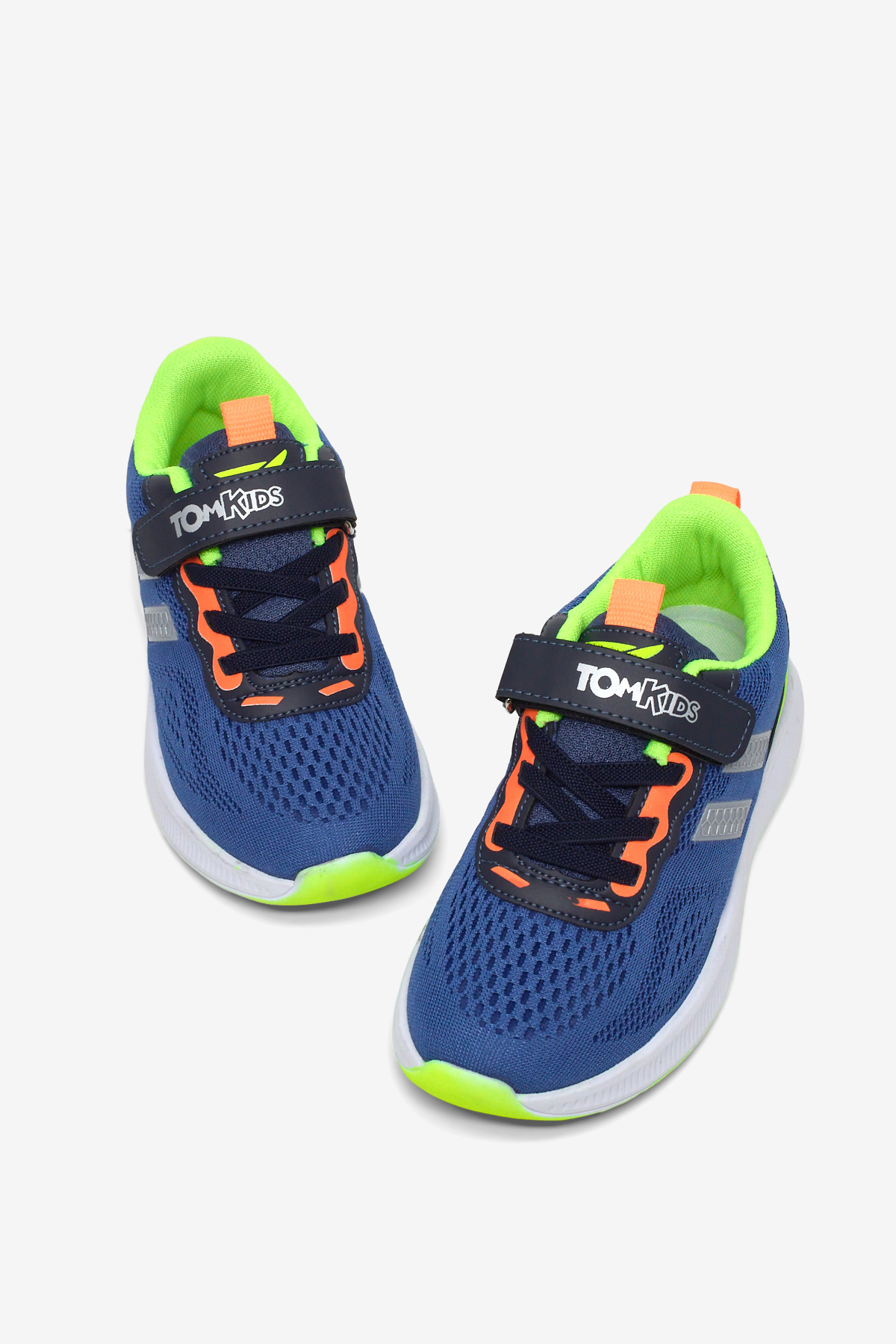 Çocuk Unisex Lacivert Sarı Rahat Kalıp Nefes Alabilen Cırtlı Bağcıklı Sneaker