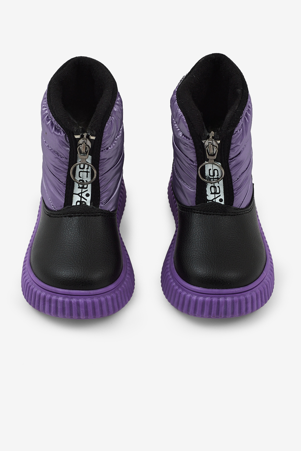 Çocuk Unisex Lila Esnek Termo Taban Sıcak Astarlı Önü Yazılı Fermuarlı Kar Botu