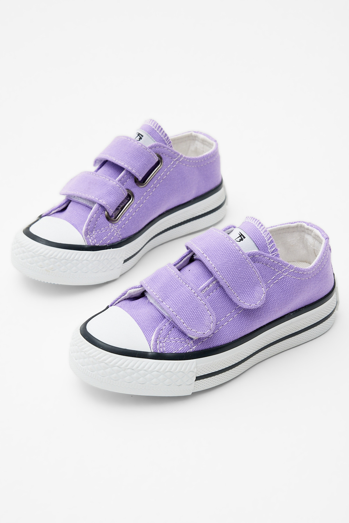 Çocuk Unisex Lila Kauçuk Taban Keten Cırtlı Spor Ayakkabı