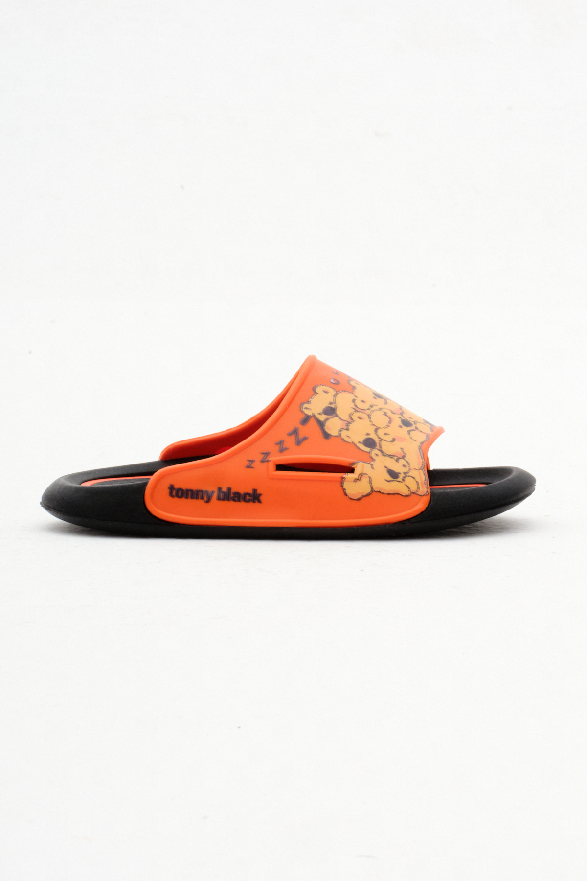 Çocuk Unisex Oranj Poli Taban Ayıcık Desenli Terlik