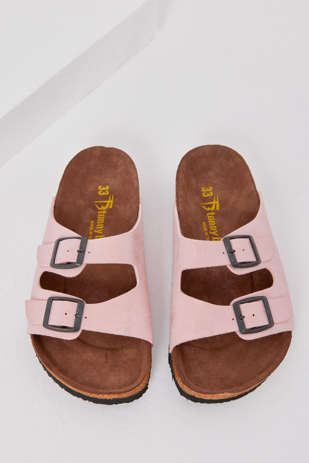 Çocuk Unisex Pudra Rahat Kalıp Poli Taban Çift Tokalı Nubuk Sandalet