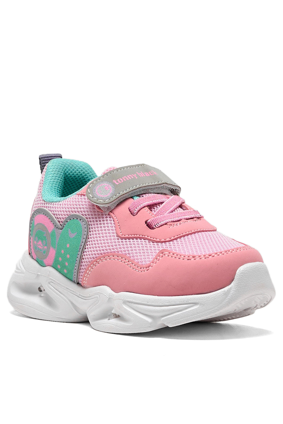 Çocuk Unisex Şeker Su Yeşili Tonny Black Işıklı Cırtlı Ayakkabı