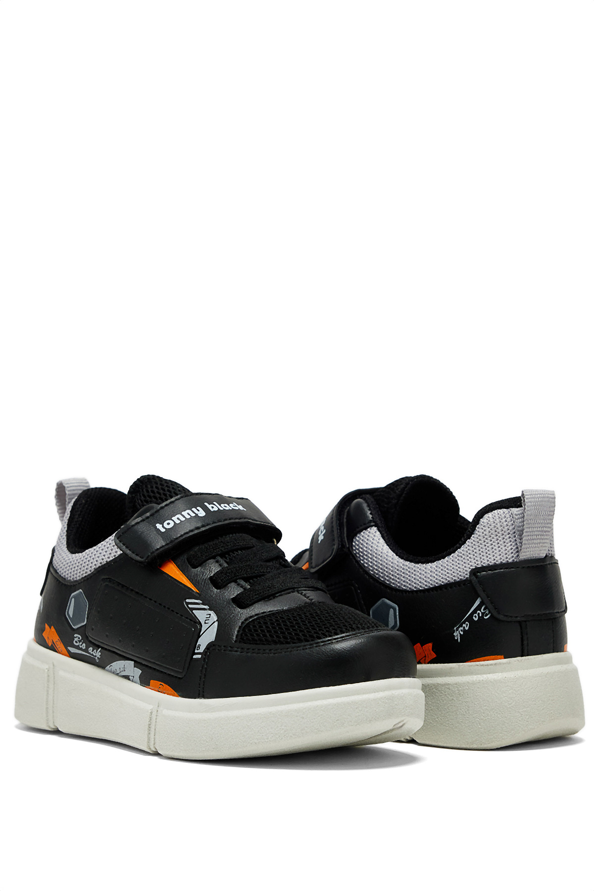 Çocuk Unisex Siyah Buz Rahat Kalıp Cırtlı Ayakkabı