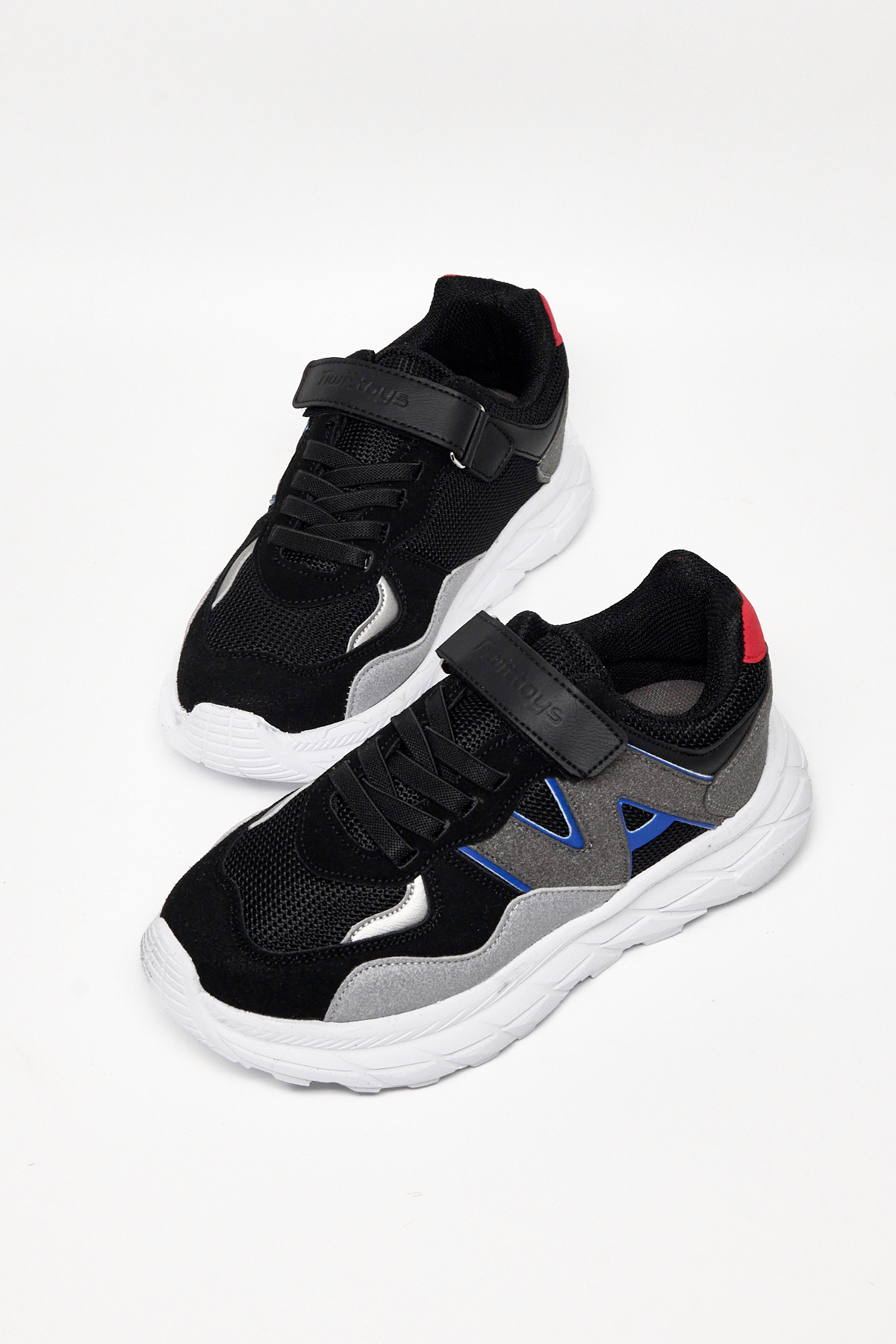 Çocuk Unisex Siyah Buz Rahat Kalıp Cırtlı Bağcıklı Sneaker