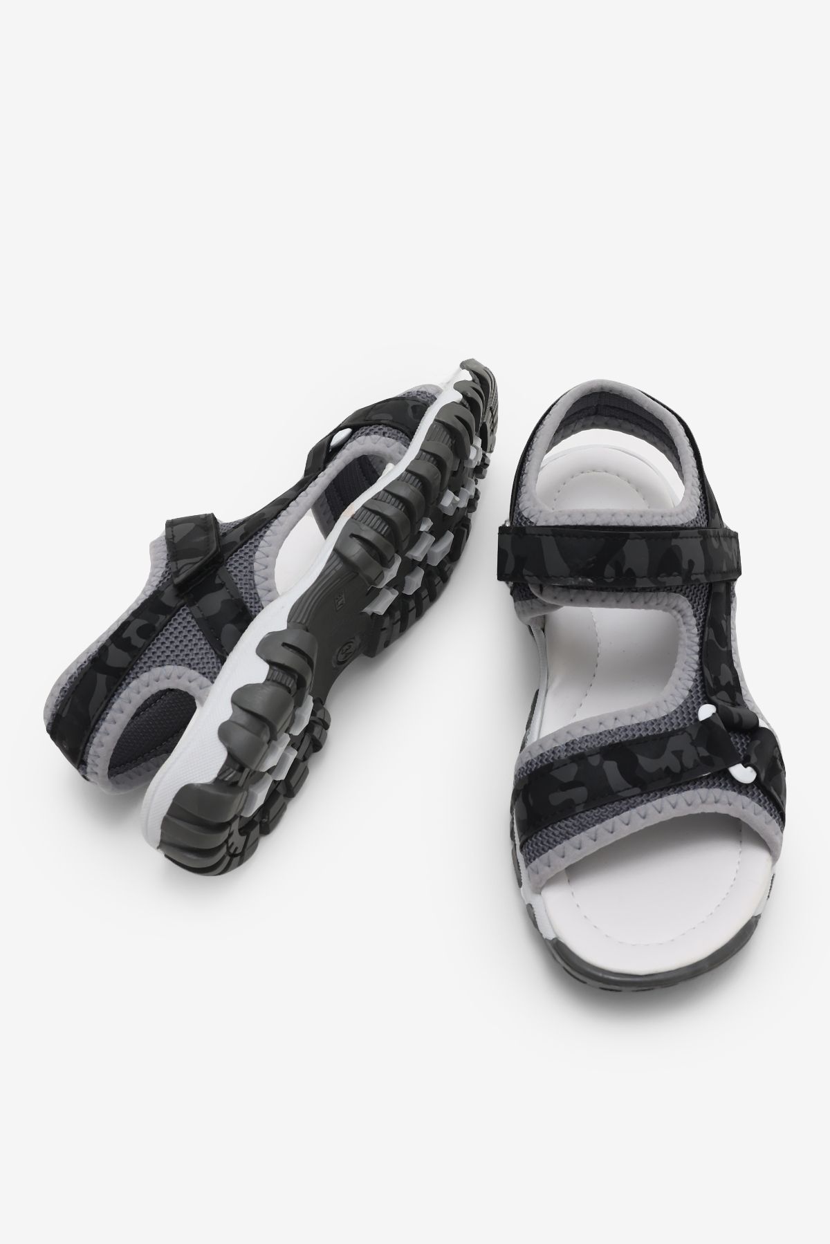 Çocuk Unisex Siyah Kamuflaj Çoçuk Cırtlı Sandalet