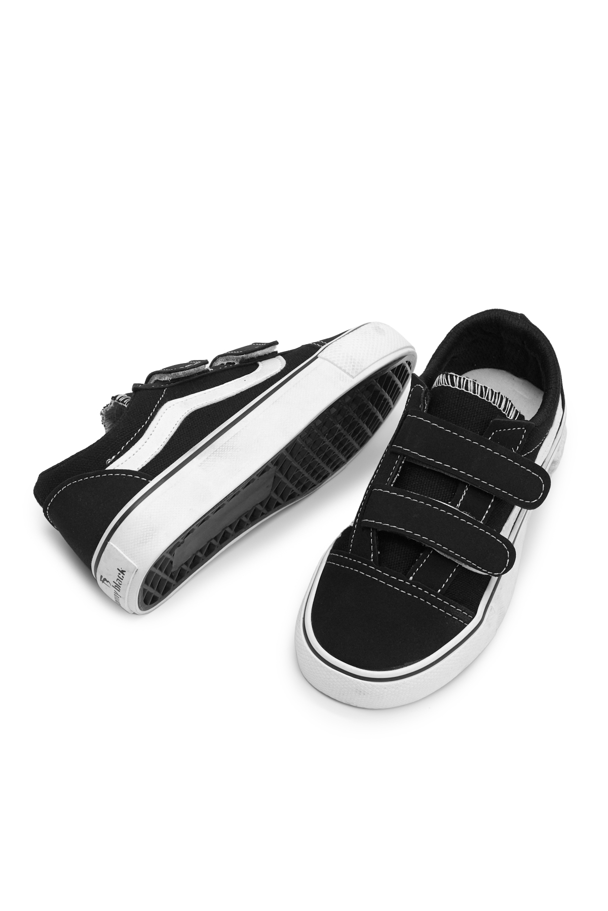 Çocuk Unisex Siyah Kauçuk Taban Rahat Kalıp Çift Cırtlı Ayakkabı