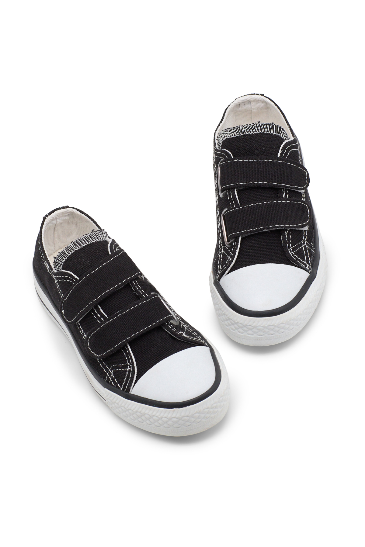 Çocuk Unisex Siyah Rahat Kalıp Çift Bantlı Ayakkabı