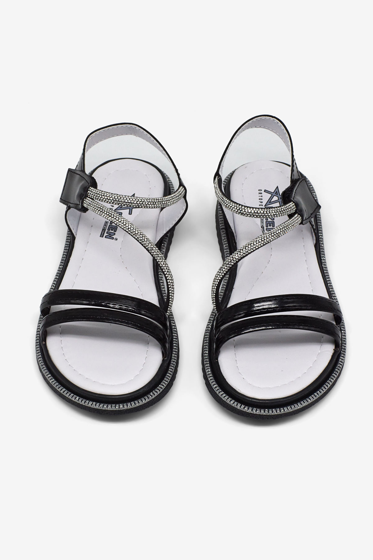 Çocuk Unisex Siyah Rugan Çocuk Sim Detaylı Sandalet