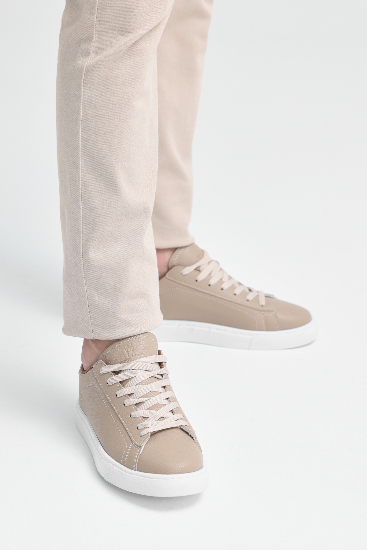 Erkek Bej Poli Taban Bağcıklı Günlük Spor Ayakkabı