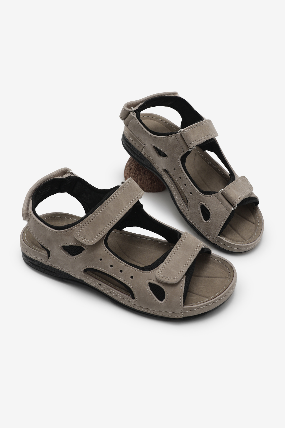 Erkek Bej Rahat Kalıp Poli Taban Çırtlı Sandalet