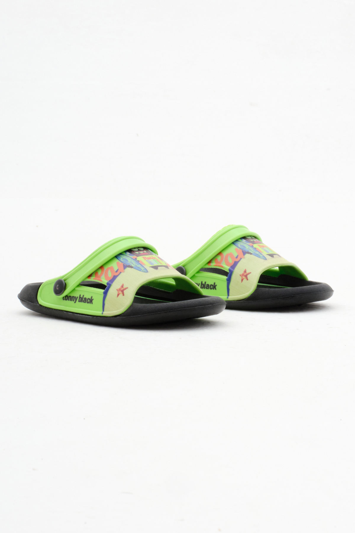 Erkek Çocuk Yeşil Poli Taban Tropical Desenli Terlik