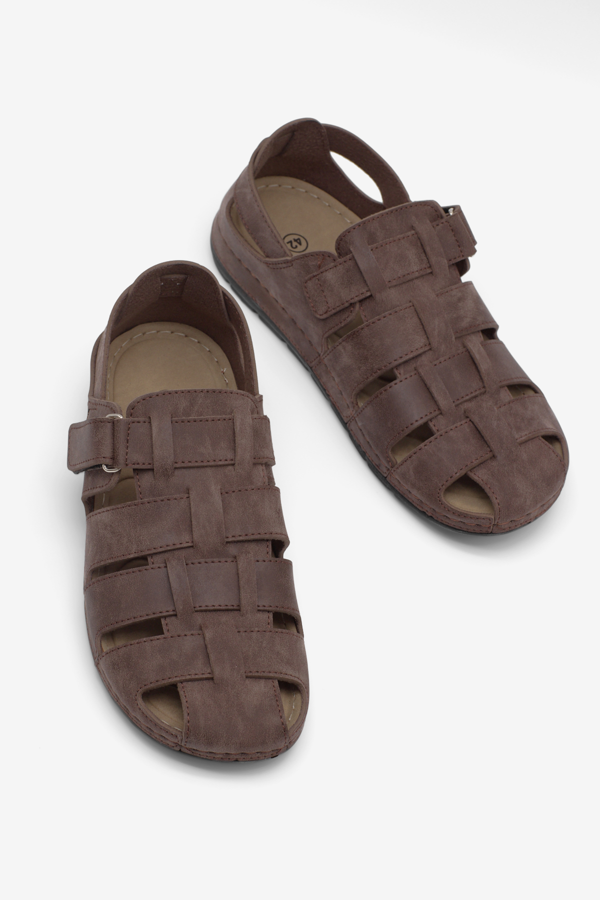 Erkek Kahverengi Rahat Kalıp Poli Taban Kapalı Sandalet