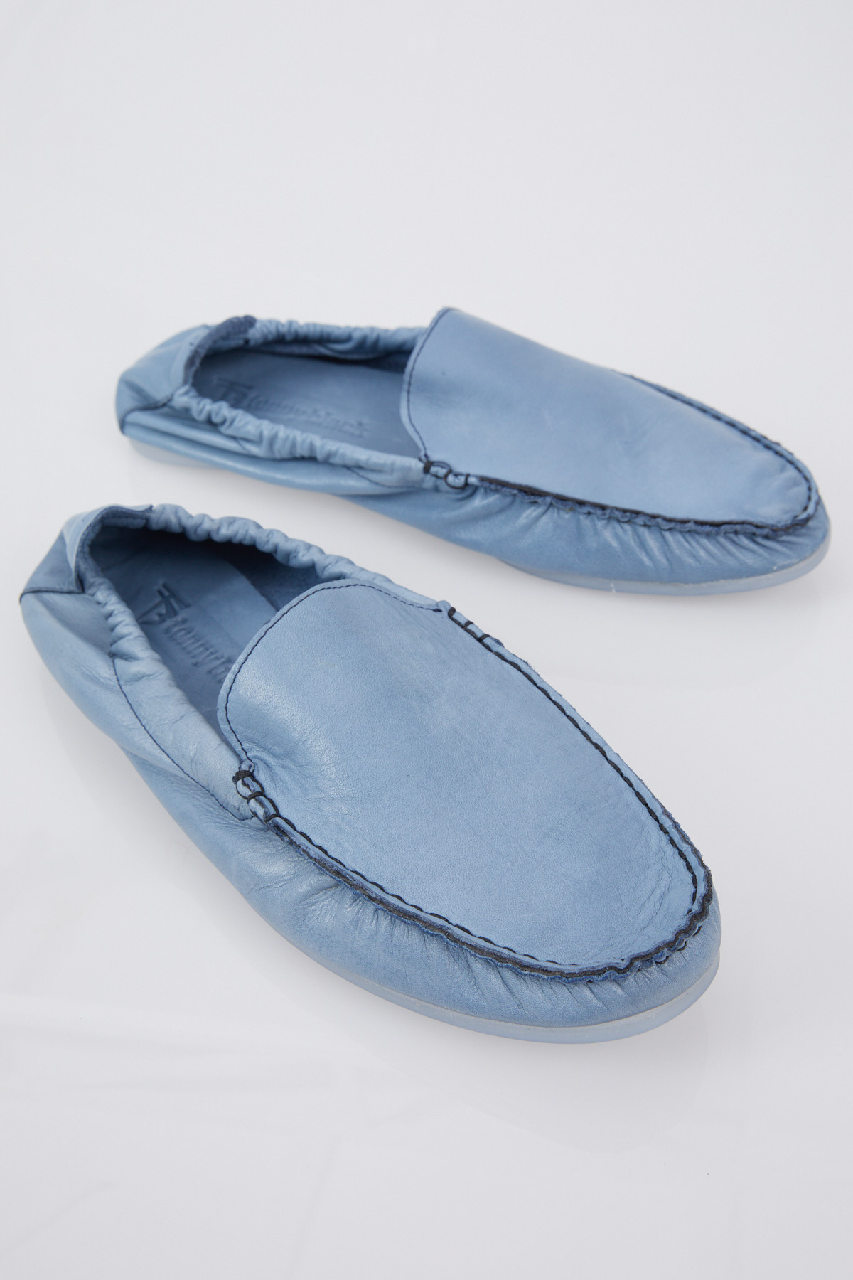 Erkek Mavi Arkası Lastikli Rahat Kalıp Hakiki Deri Loafer