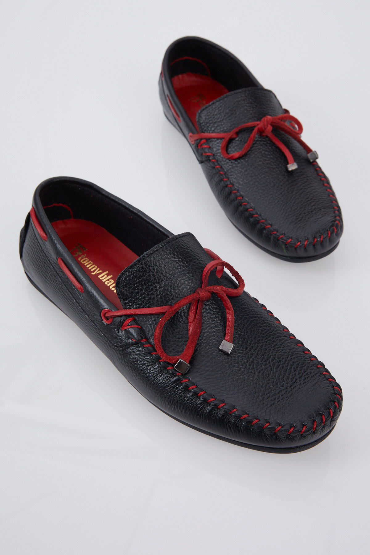Erkek Siyah İp Detaylı Rahat Kalıp Hakiki Deri Loafer