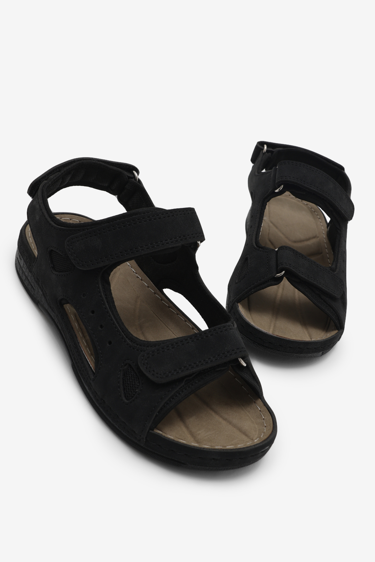 Erkek Siyah Rahat Kalıp Poli Taban Çırtlı Sandalet