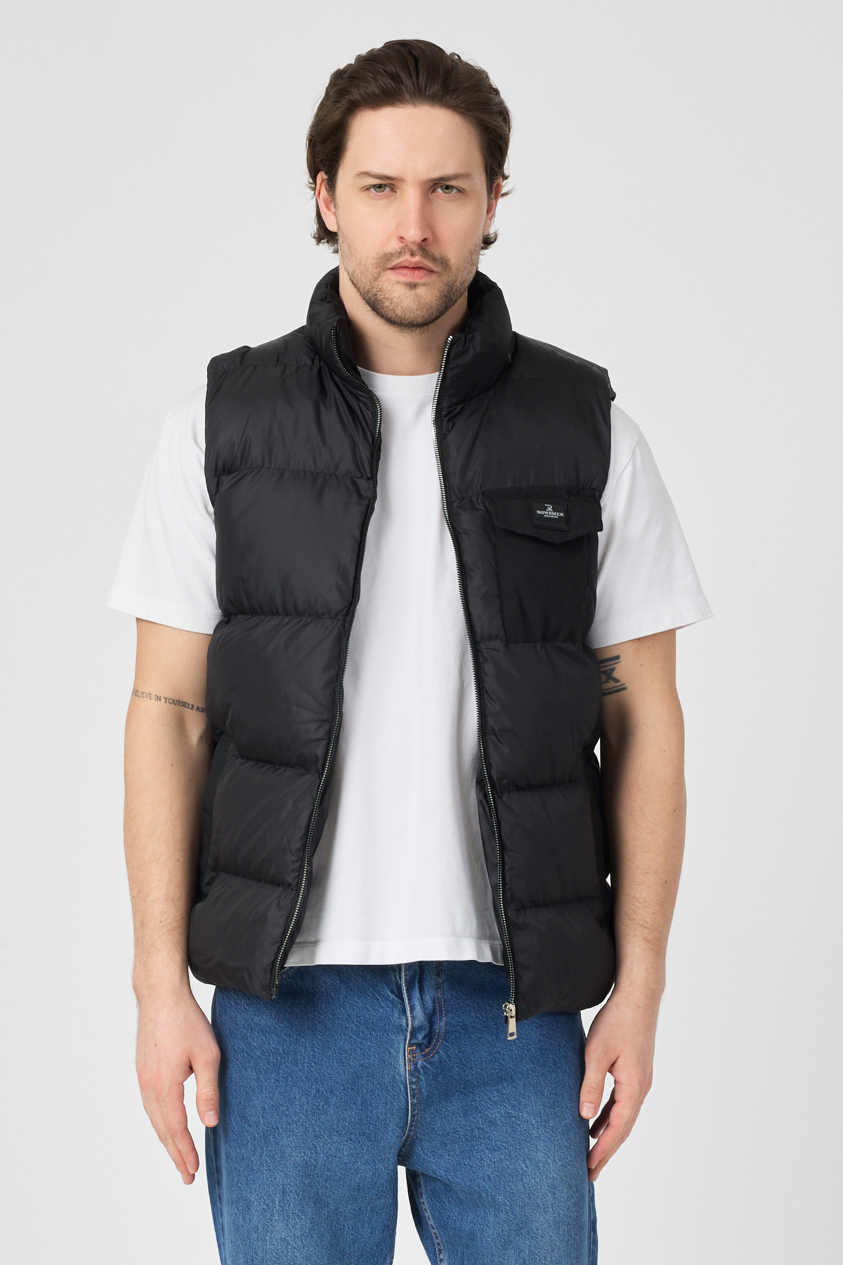 Erkek Siyah Su Geçirmez Göğüs Cepli Şişme Yelek