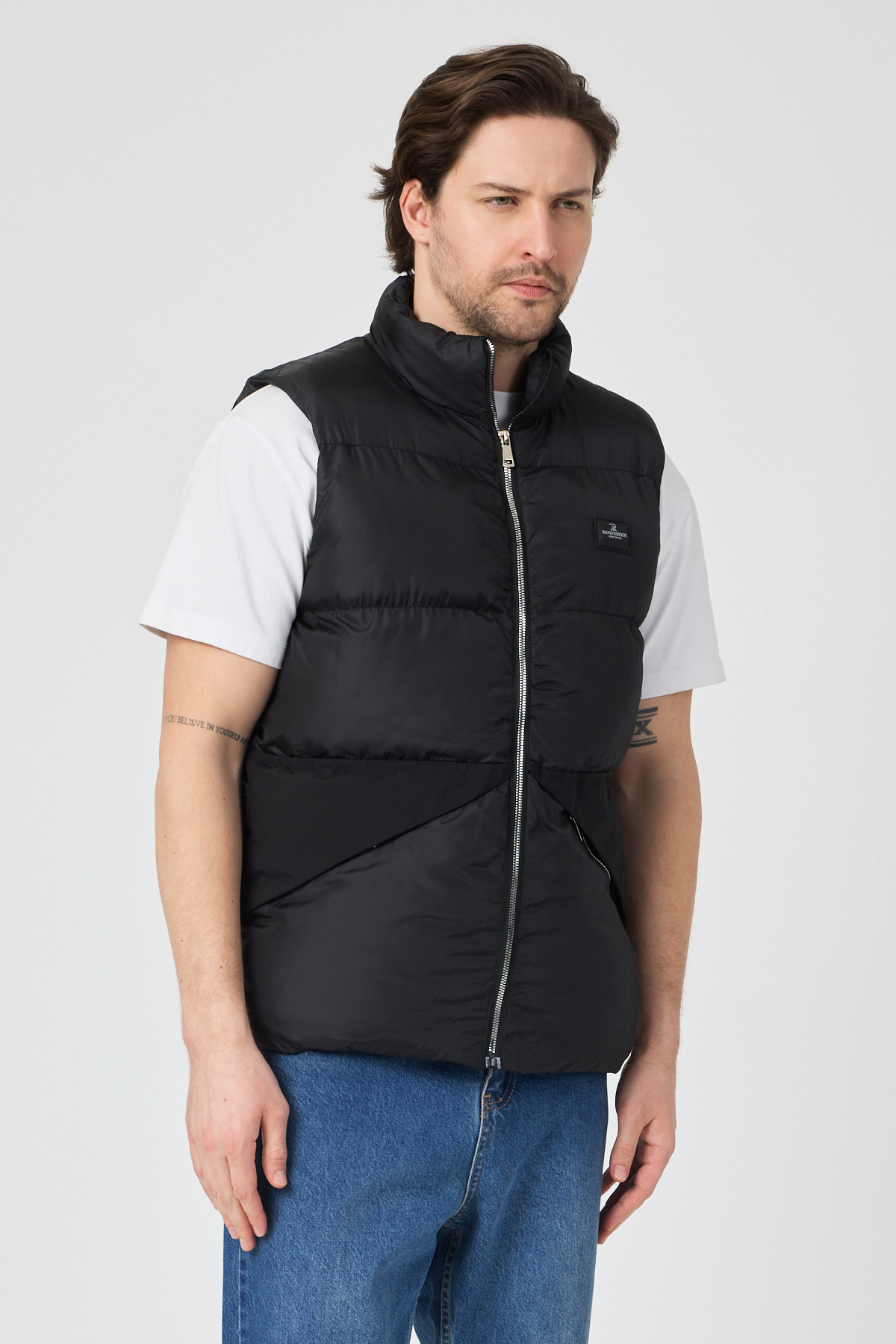 Erkek Siyah Su Geçirmez Önü Kapalı Cep Detaylı Şişme Yelek