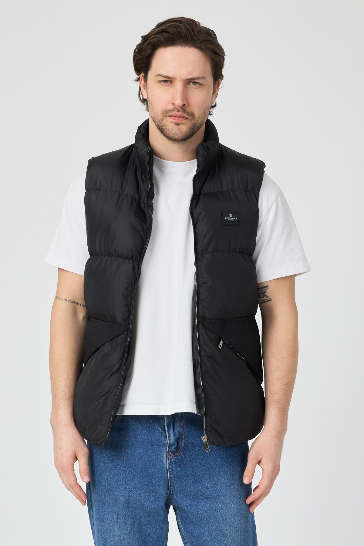 Erkek Siyah Su Geçirmez Önü Kapalı Cep Detaylı Şişme Yelek