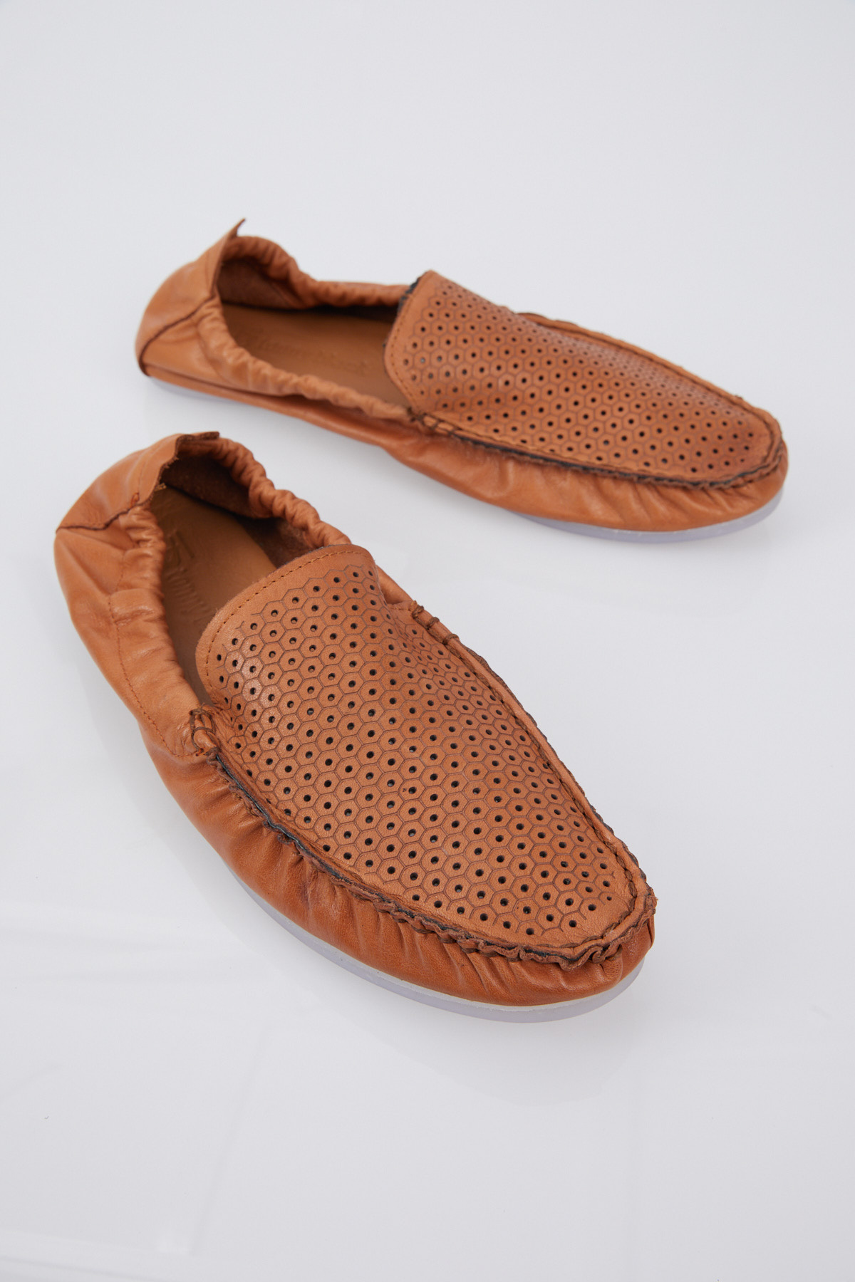 Erkek Taba Arkası Lastikli Hakiki Deri Loafer