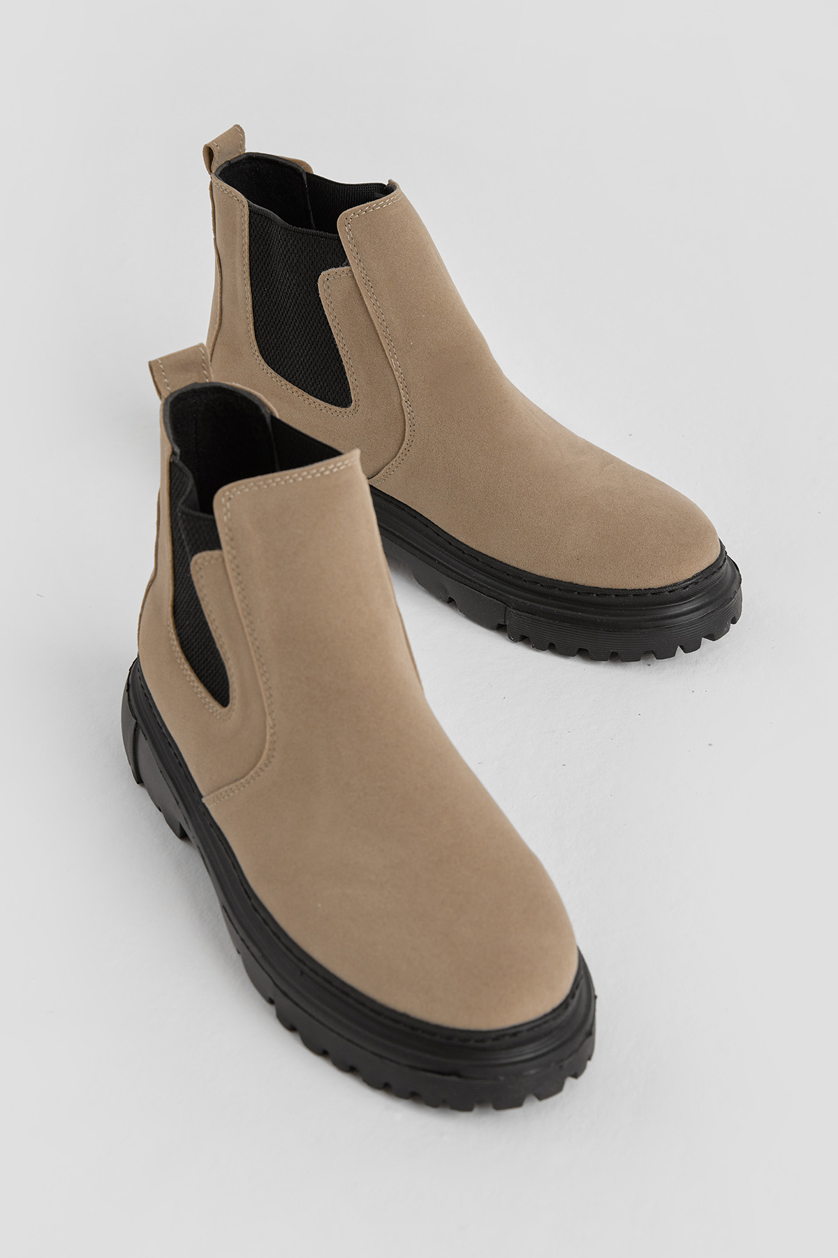 Erkek Vizon Kalın Faylon Hafif Taban Yanları Lastikli Chelsea Bot