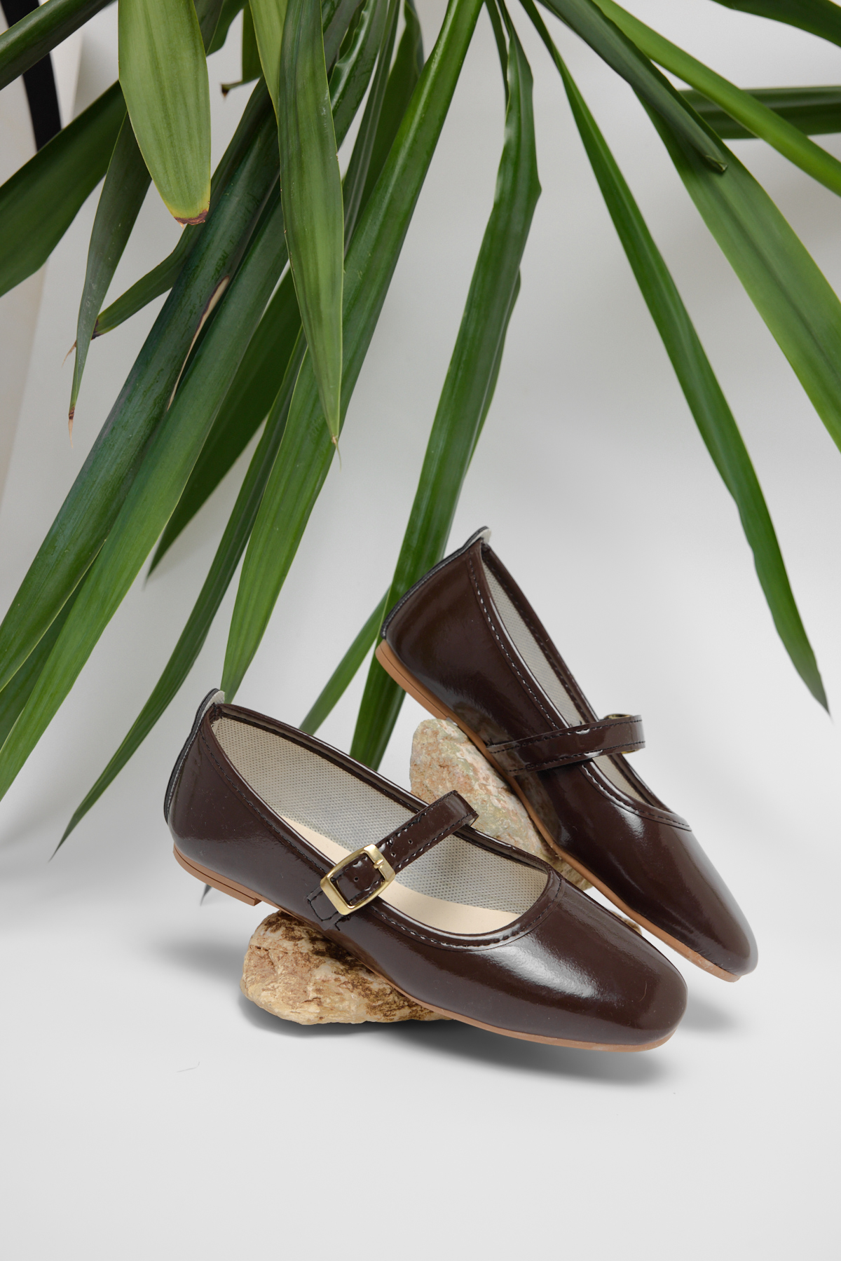 Kadın Acı Kahve Kadın Üstten Kemerli Tokalı Rahat Günlük Babet