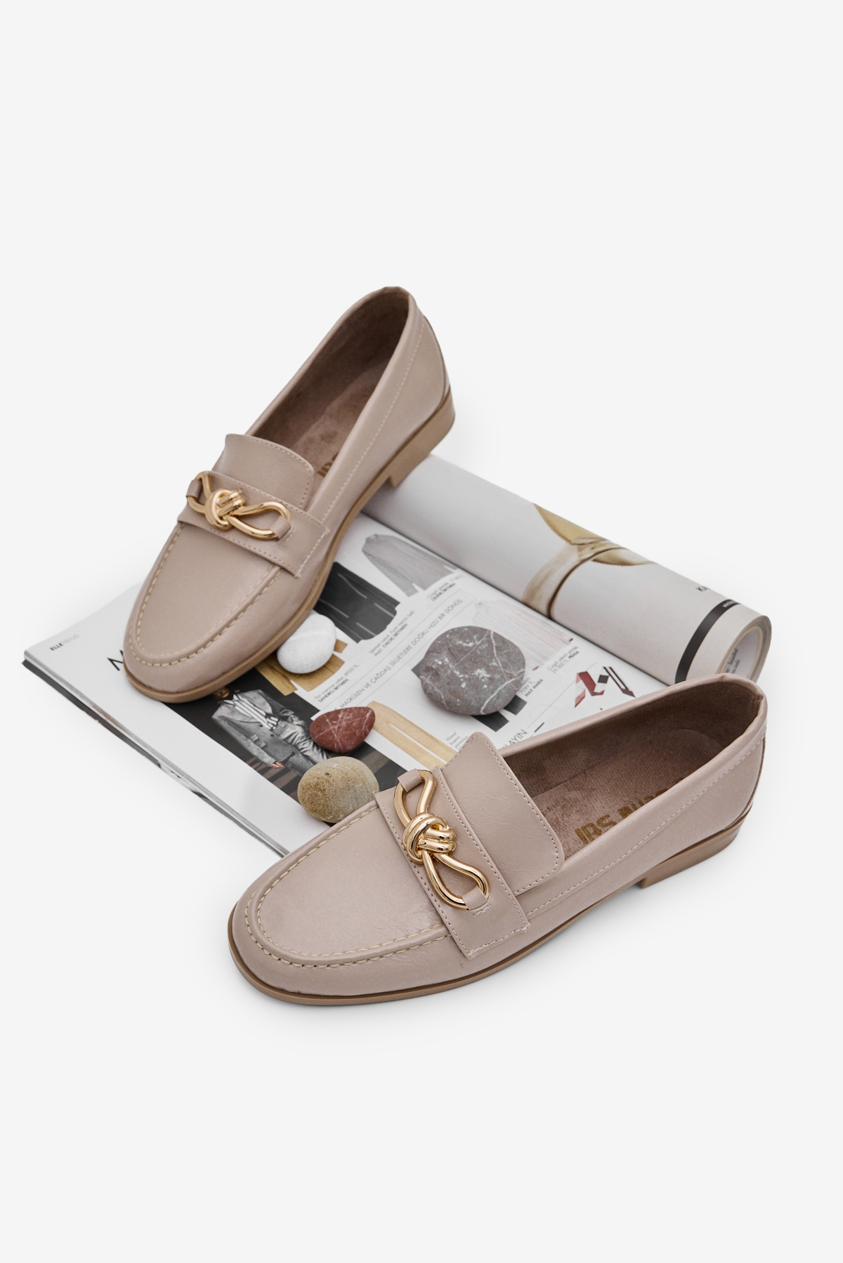 Kadın Bej Kadın Klasik Loafer Toka Detaylı Babet Günlük Babet