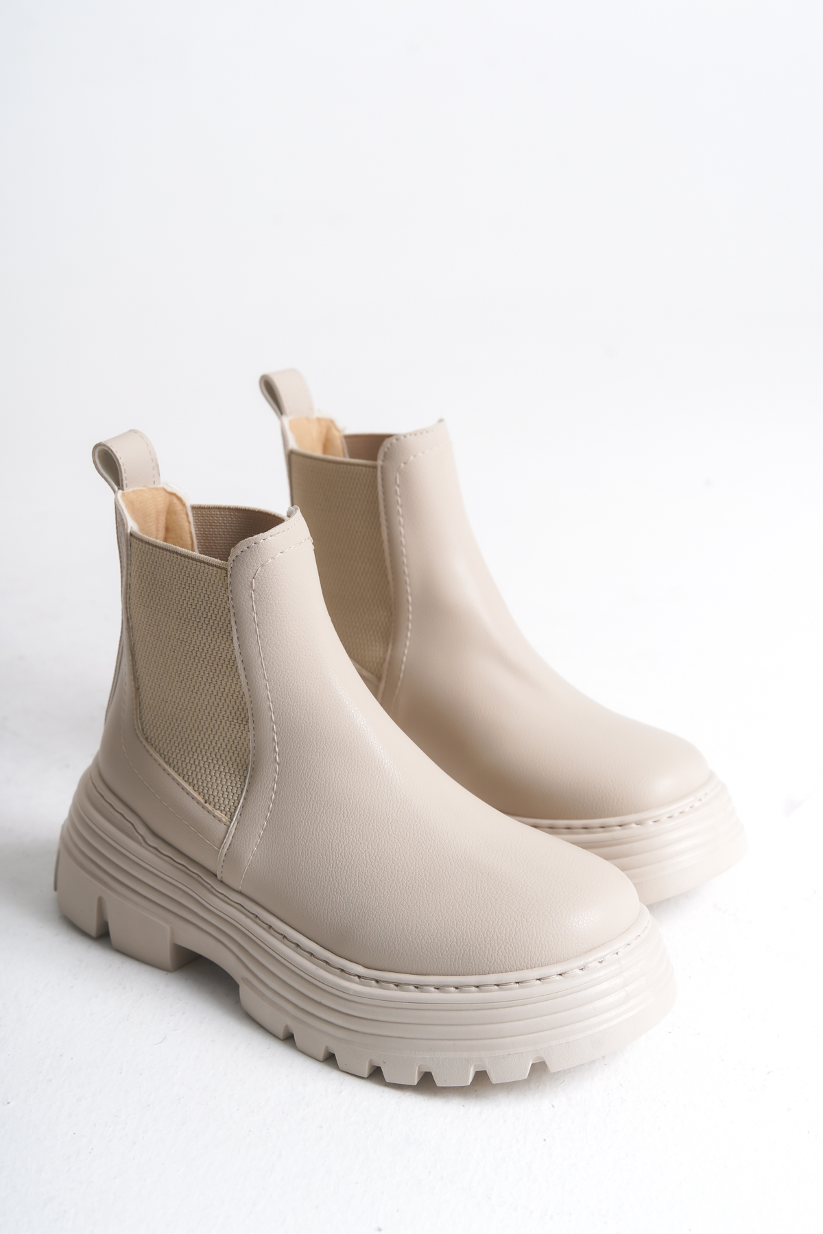 Kadın Bej Kalın EVA Taban Lastikli Bot